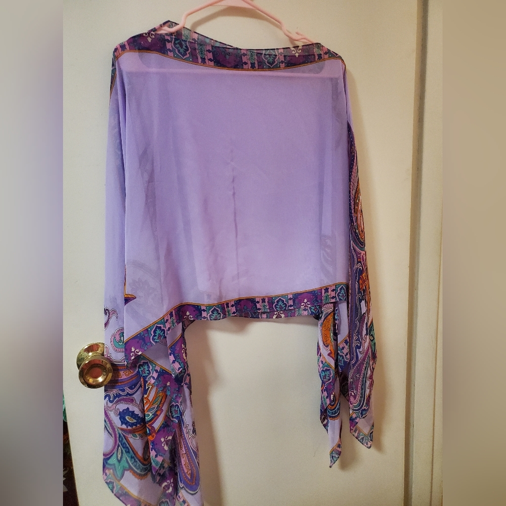 Purple paisley poncho